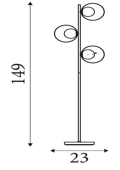 Searchlight Electric Orbital Floor Lamp - Black Metal, Gold Leaf & Opal Glass 8143BGO