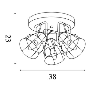 Searchlight Electric Vision 3Lt Round Ceiling Light - Matt Black Metal & Wood 81698-3BK
