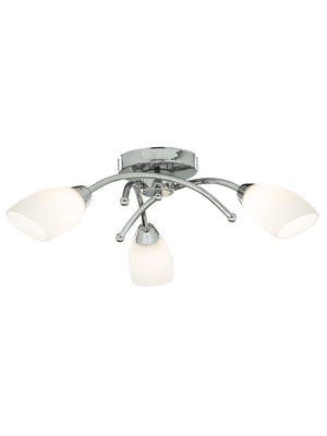 Opera 3Lt Flush -Chrome Metal & Opal Glass