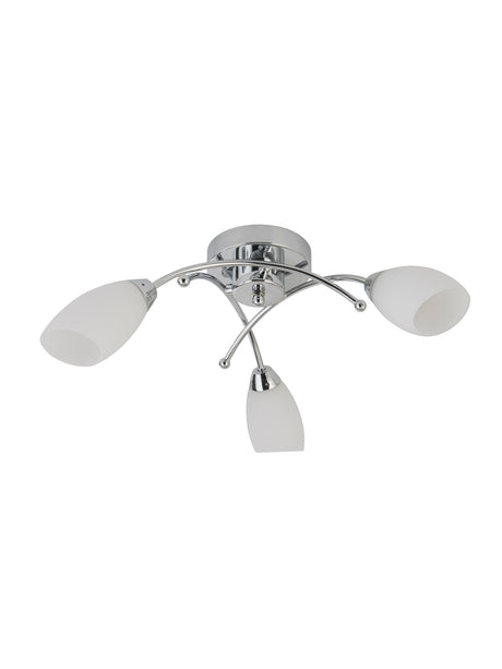 Searchlight Electric Opera 3Lt Flush -Chrome Metal & Opal Glass 8183-3CC