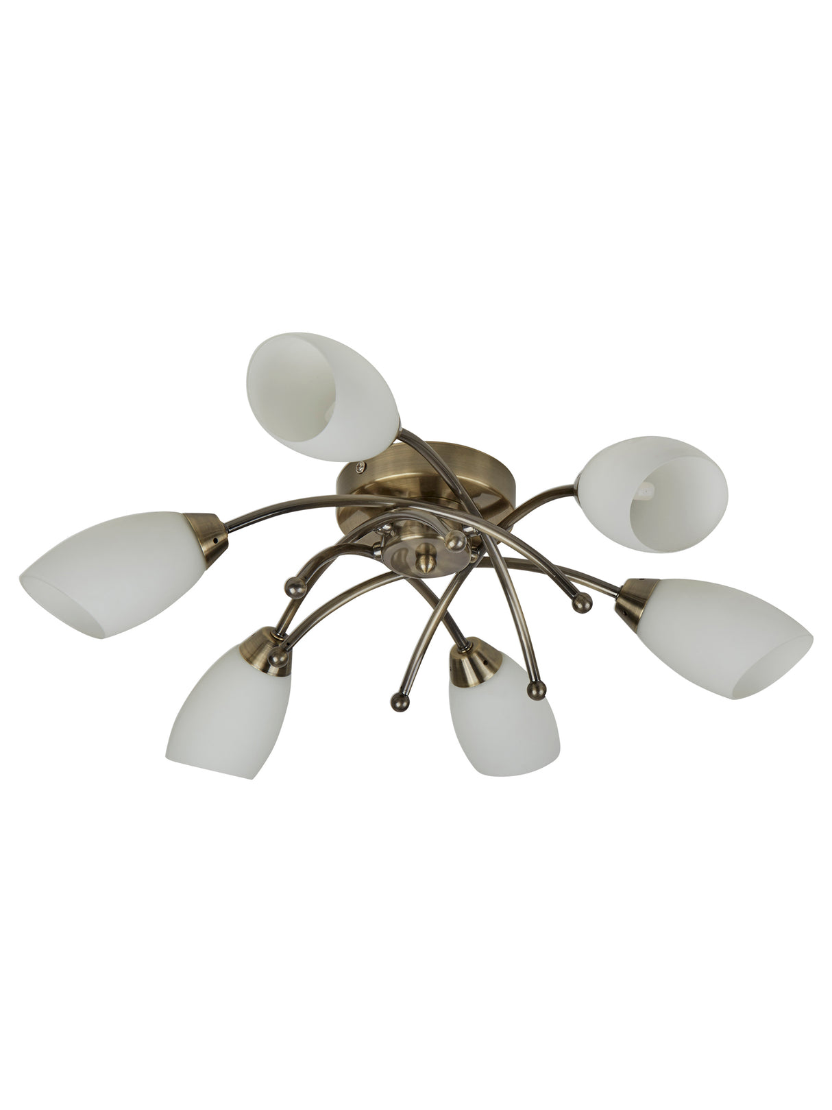 Searchlight Electric Opera 6Lt Flush -Antique Brass & Opal Glass 8186-6AB