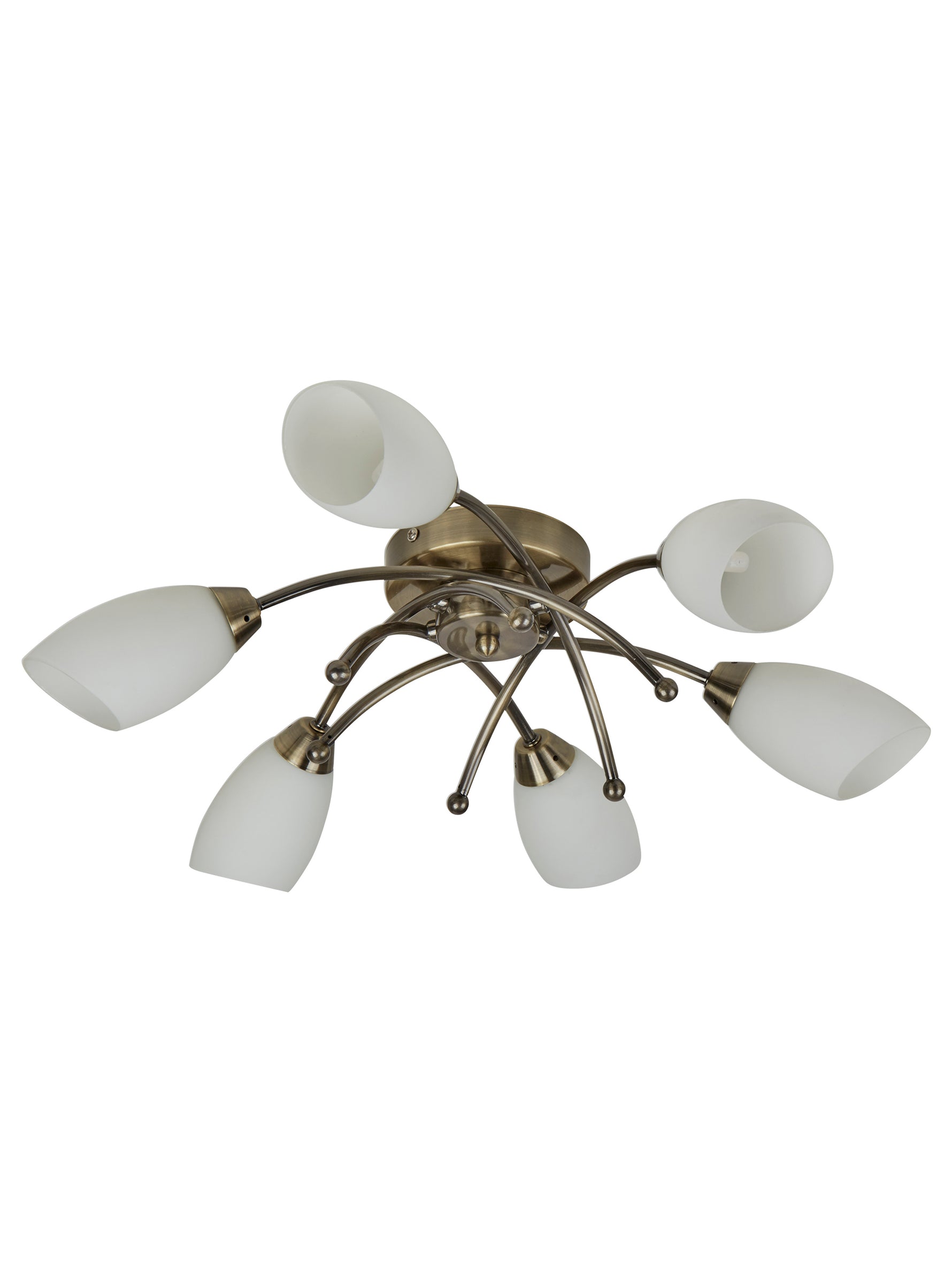 Searchlight Electric Opera 6Lt Flush -Antique Brass & Opal Glass 8186-6AB
