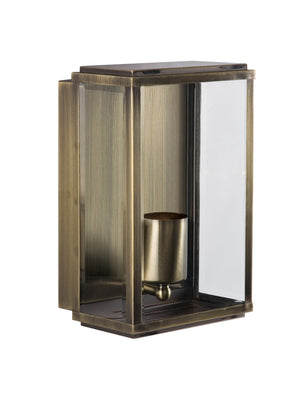 Searchlight Electric Box Outdoor Wall Light - Antique Brass Metal & Glass 8204AB
