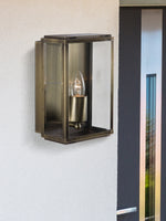 Searchlight Electric Box Outdoor Wall Light - Antique Brass Metal & Glass 8204AB