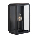 Box Outdoor Wall Light - Black Metal & Glass