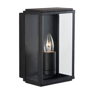 Box Outdoor Wall Light - Black Metal & Glass