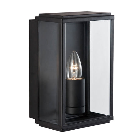 Box Outdoor Wall Light - Black Metal & Glass