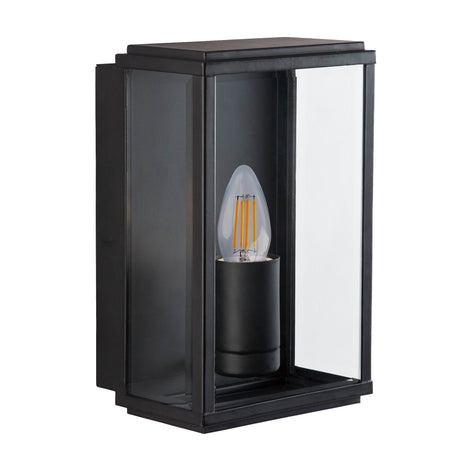 Searchlight Electric Box Outdoor Wall Light - Black Metal & Glass 8204BK