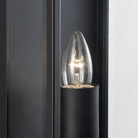 Searchlight Electric Box Outdoor Wall Light - Black Metal & Glass 8204BK