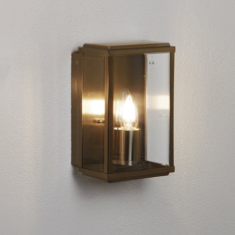 Searchlight Electric Box Outdoor Wall Light - Rustic Brown & Glass 8204RUS