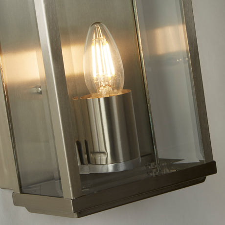 Searchlight Electric Box Outdoor Wall Light - Satin Silver Metal & Glass 8204SS