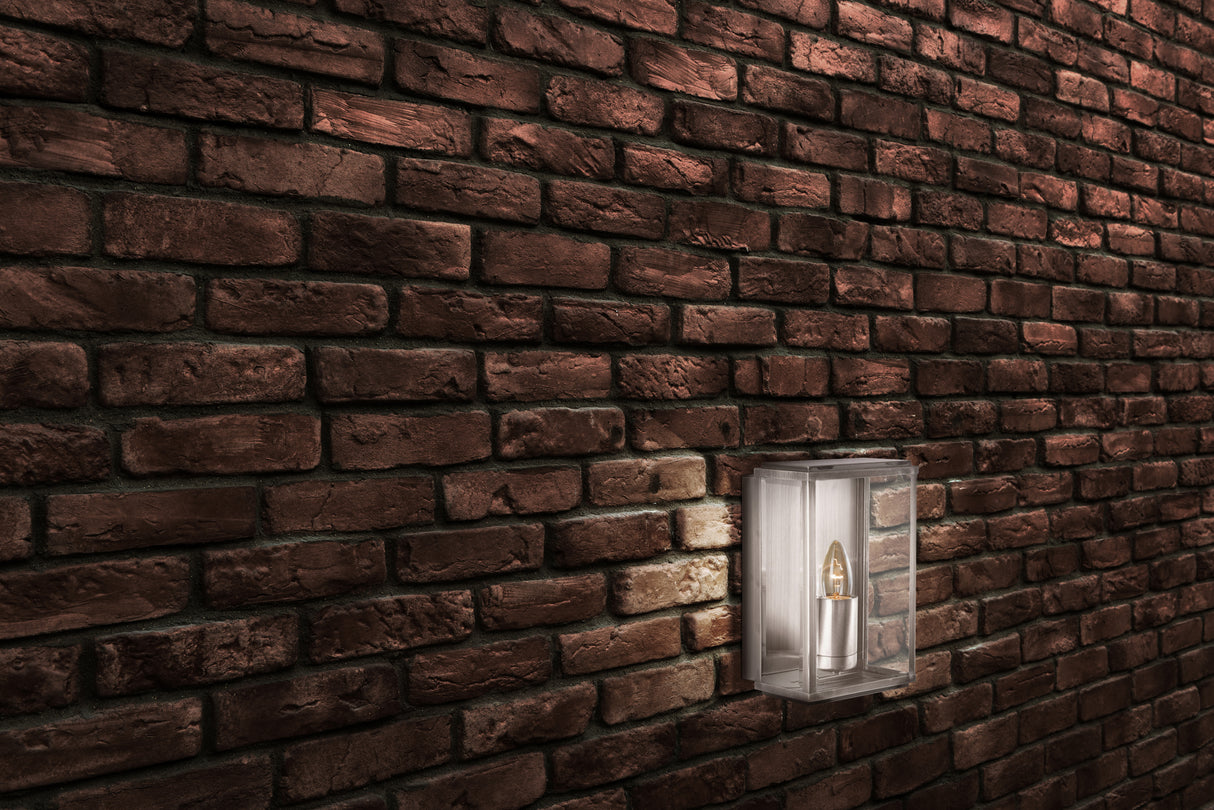 Searchlight Electric Box Outdoor Wall Light - Satin Silver Metal & Glass 8204SS