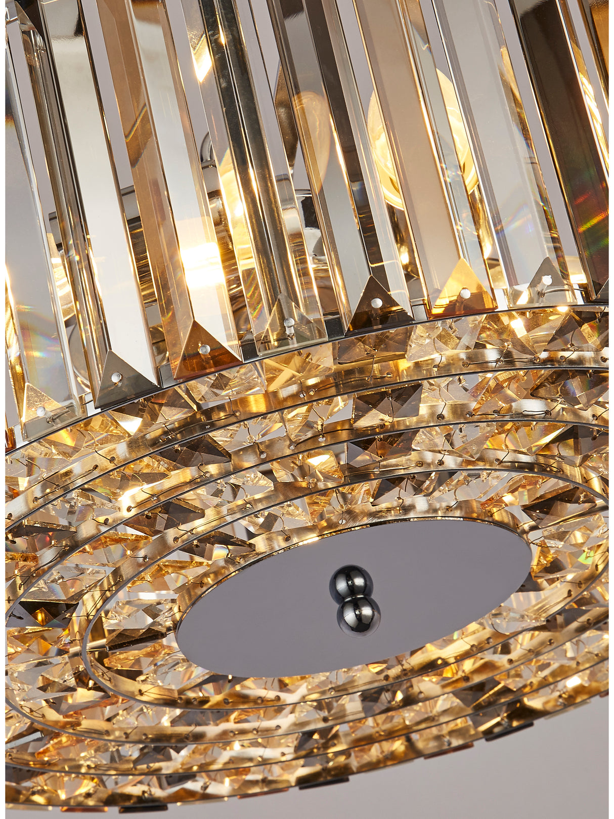 Searchlight Electric Chapeau 4Lt Pendant/Semi-Flush -  Amber, Smoke & Crystal 82101-4CC