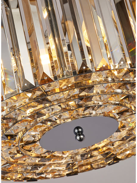 Searchlight Electric Chapeau 4Lt Pendant/Semi-Flush -  Amber, Smoke & Crystal 82101-4CC