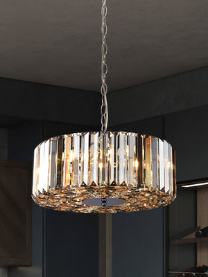 Searchlight Electric Chapeau 4Lt Pendant/Semi-Flush -  Amber, Smoke & Crystal 82101-4CC