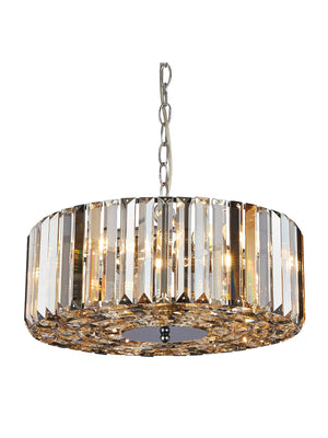 Chapeau 5Lt Pendant/Semi-Flush - Chrome & Mixed Glass
