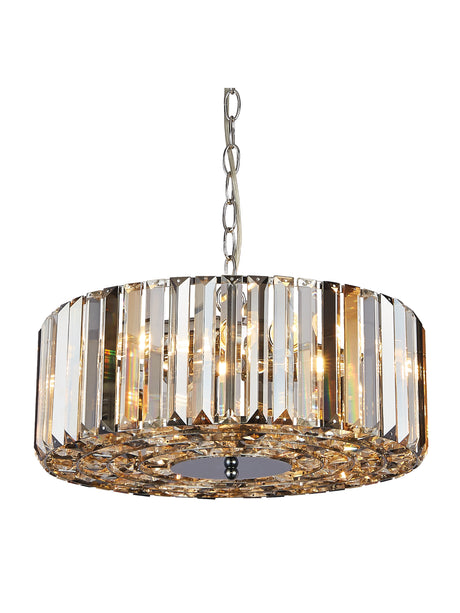 Chapeau 5Lt Pendant/Semi-Flush - Chrome & Mixed Glass