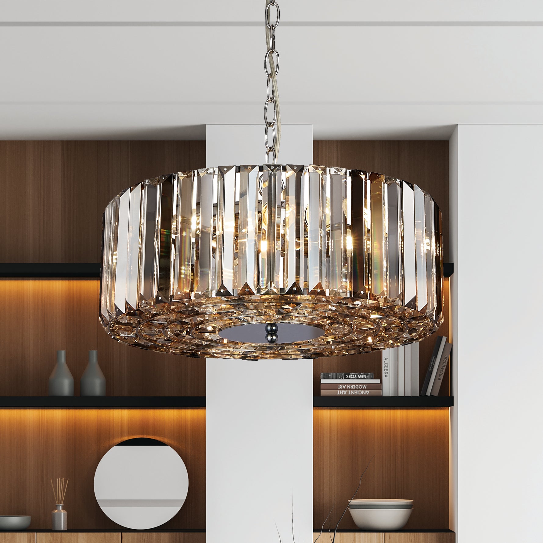 Searchlight Electric Chapeau 5Lt Pendant/Semi-Flush - Chrome & Mixed Glass 82101-5CC