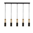 Merrygold 5Lt Bar Pendant - Black Metal & Amber Acrylic