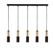 Merrygold 5Lt Bar Pendant - Black Metal & Amber Acrylic