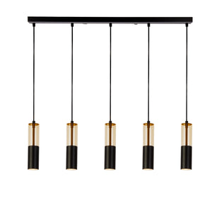 Merrygold 5Lt Bar Pendant - Black Metal & Amber Acrylic