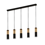 Searchlight Electric Merrygold 5Lt Bar Pendant - Black Metal & Amber Acrylic 82121-5BK
