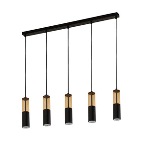 Searchlight Electric Merrygold 5Lt Bar Pendant - Black Metal & Amber Acrylic 82121-5BK