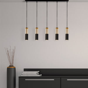 Searchlight Electric Merrygold 5Lt Bar Pendant - Black Metal & Amber Acrylic 82121-5BK