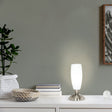 Eglo EU SLIM Table Light – Satin Nickel Steel, White Glass Shade, E14, Modern Indoor Table Lamp