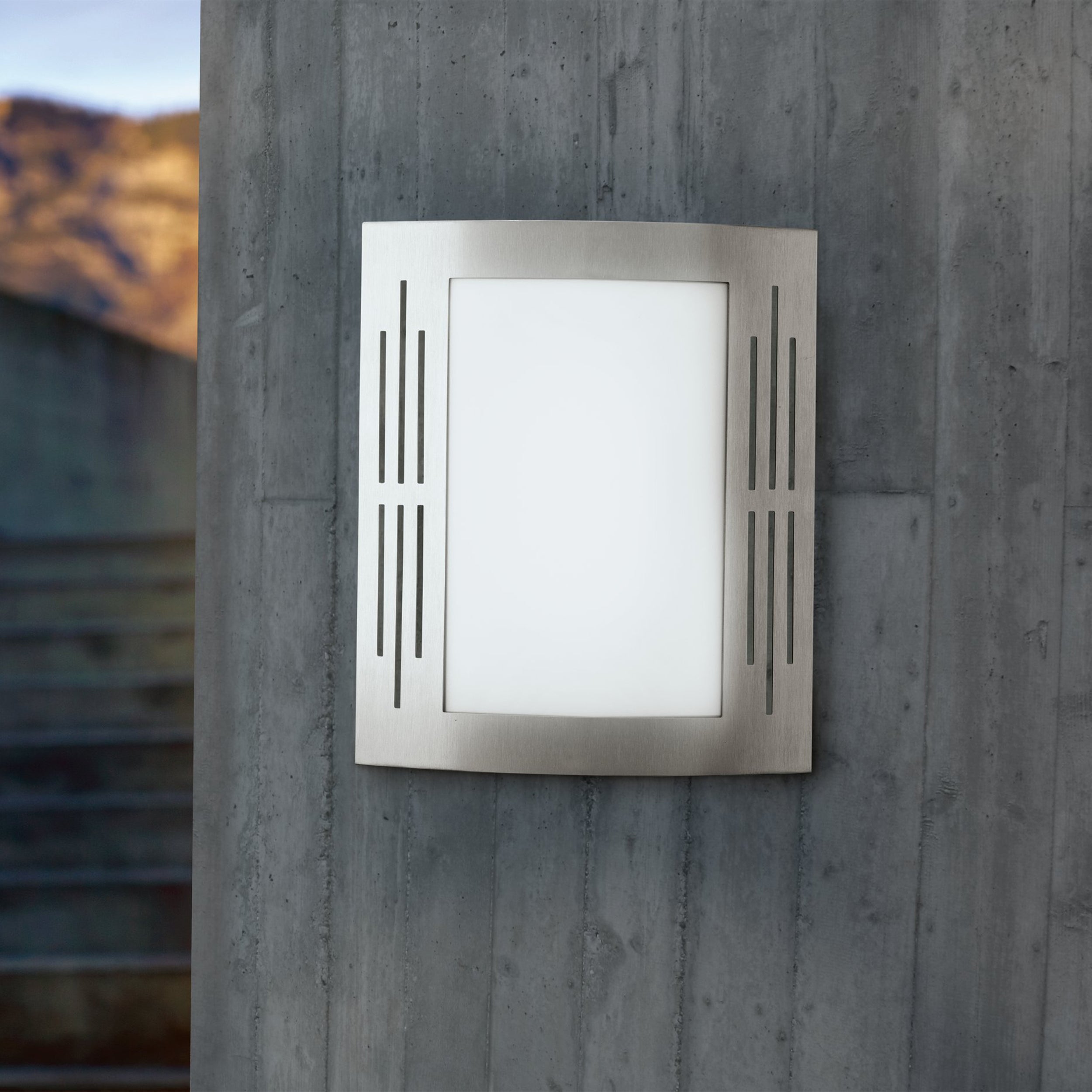 Eglo EU CITY Outdoor Wall Light – Stainless Steel, Motion Sensor, E27, IP44 Exterior Lighting