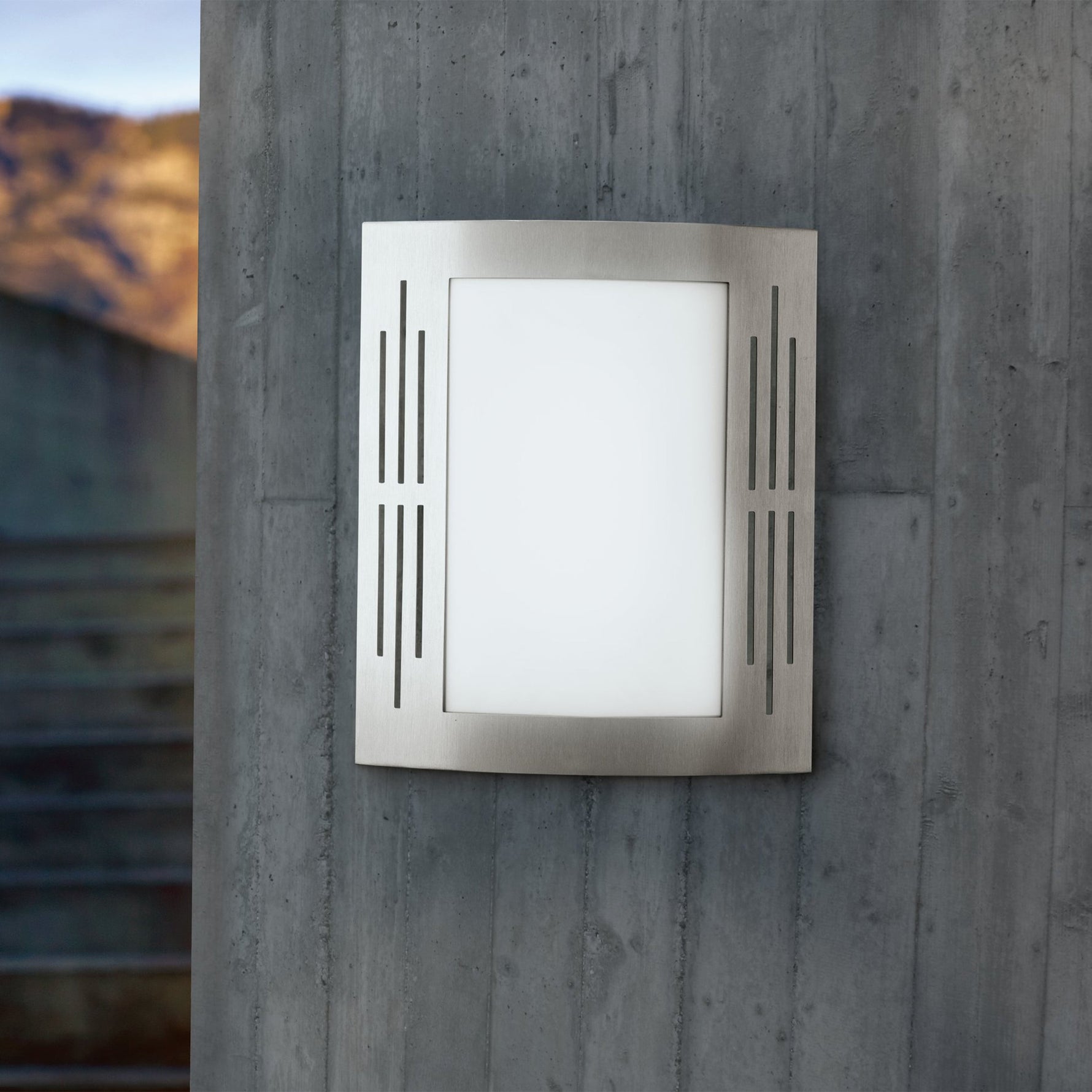 Eglo EU CITY Outdoor Wall Light – Stainless Steel, Motion Sensor, E27, IP44 Exterior Lighting