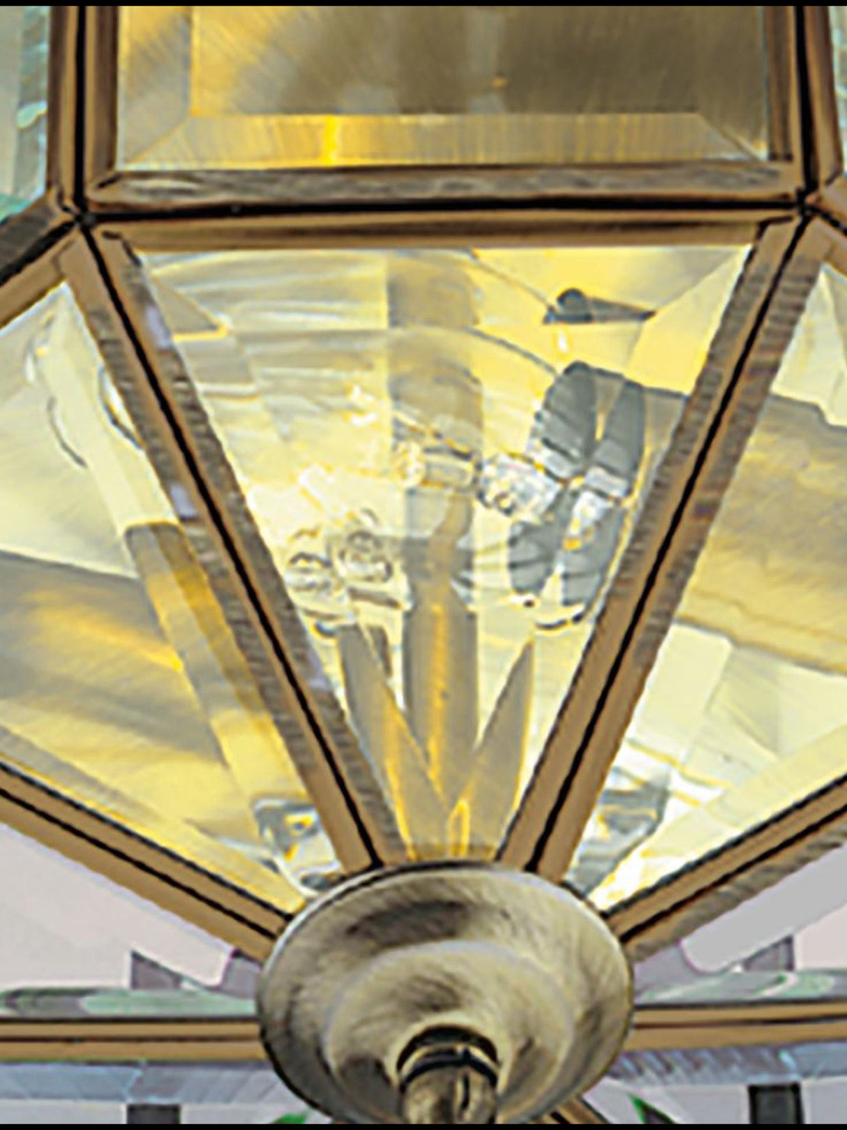 Searchlight Electric Pisa III Flush  - Antique Brass Metal & Clear Bevelled Glass 8235AB