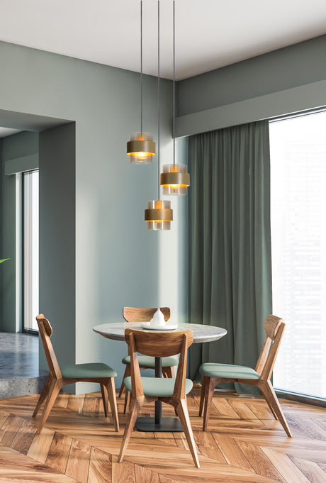Searchlight Electric Royal 3Lt Multi Drop Pendant, Sand Metal, Amber Ribbed Glass 82433-3SA