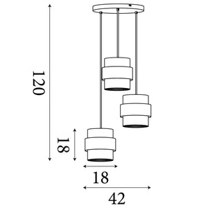 Searchlight Electric Royal 3Lt Multi Drop Pendant, Sand Metal, Amber Ribbed Glass 82433-3SA