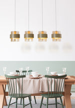 Searchlight Electric Royal 4Lt Bar Pendant, Sand Metal, Amber Ribbed Glass 82434-4SA