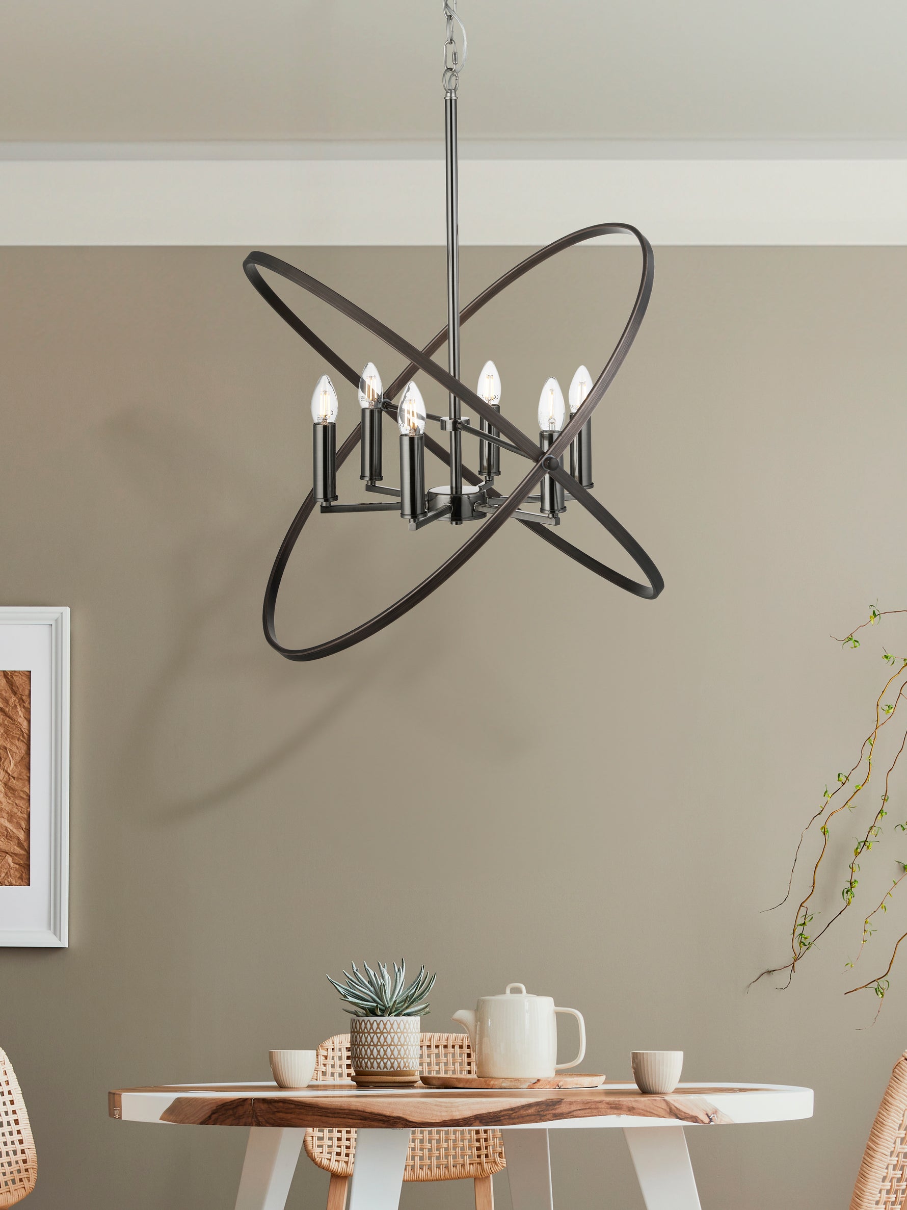 Searchlight Electric Hoopla 6Lt Pendant - Pewter Metal 8246-6PW