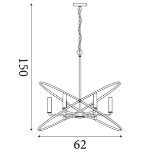 Searchlight Electric Hoopla 6Lt Pendant - Pewter Metal 8246-6PW
