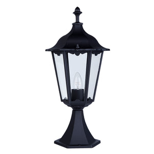 Alex 55cm Outdoor Post  -  Silk Black Metal & Glass , IP44