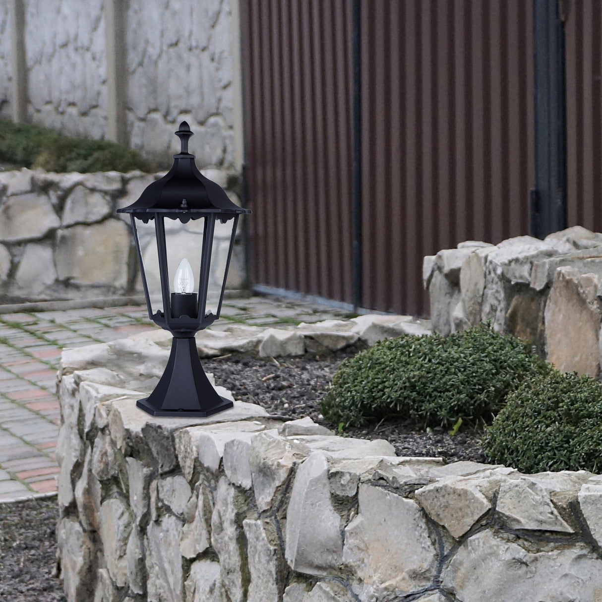 Searchlight Electric Alex 55cm Outdoor Post  -  Silk Black Metal & Glass , IP44 82503BK