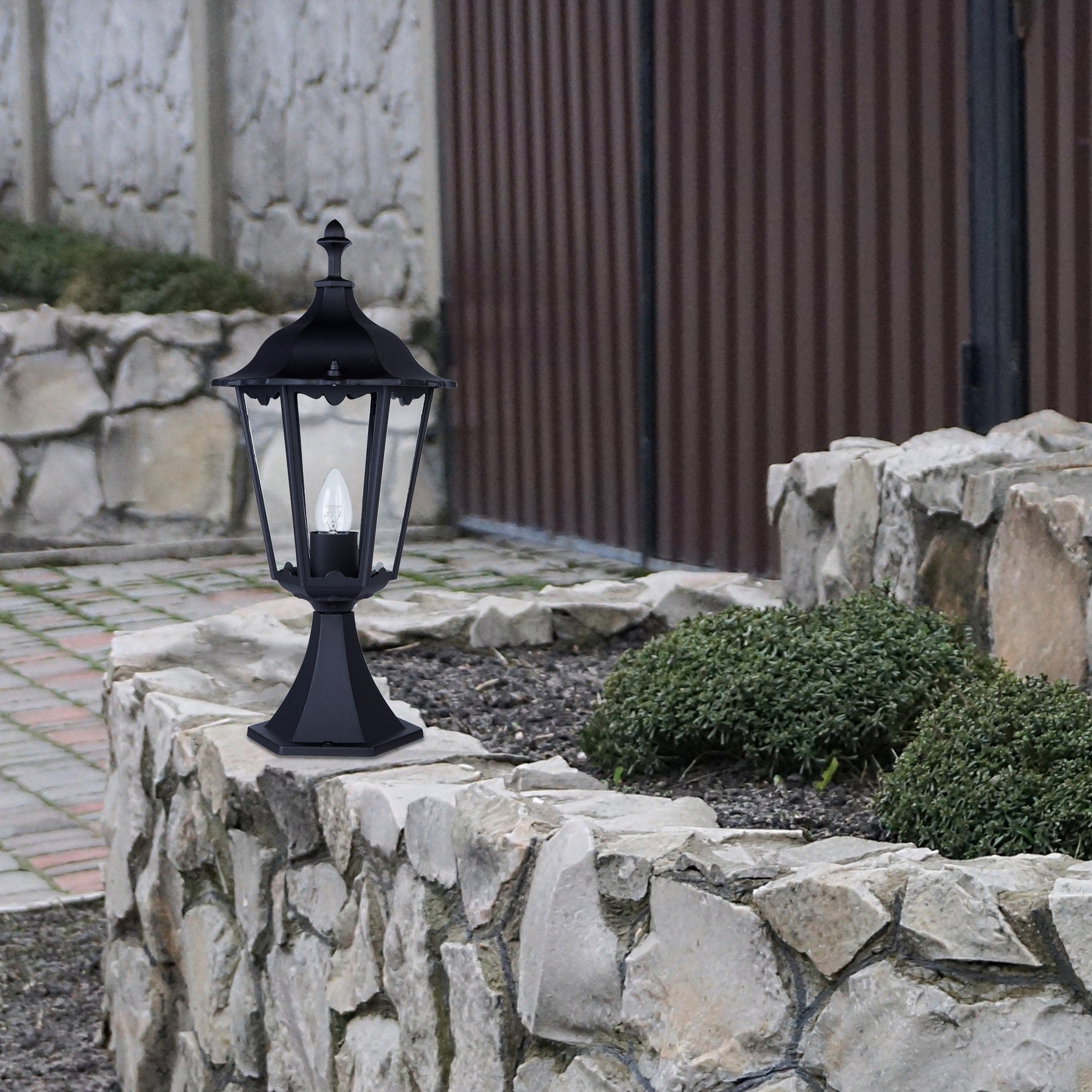 Searchlight Electric Alex 55cm Outdoor Post  -  Silk Black Metal & Glass , IP44 82503BK
