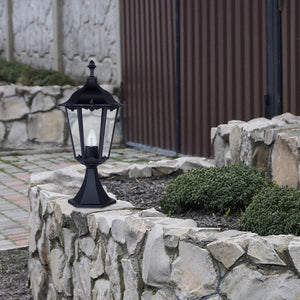 Searchlight Electric Alex 55cm Outdoor Post  -  Silk Black Metal & Glass , IP44 82503BK