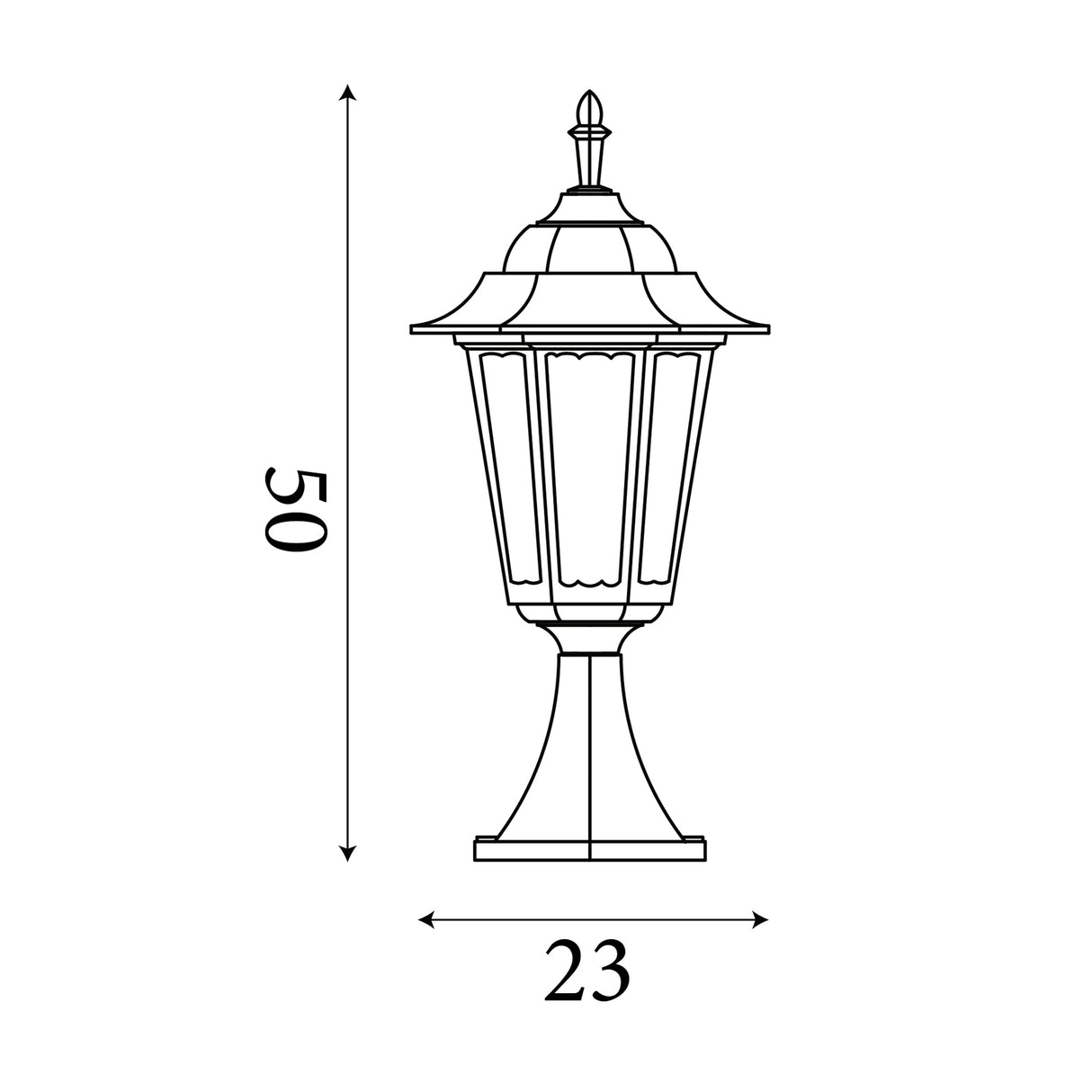 Searchlight Electric Alex 55cm Outdoor Post  -  Silk Black Metal & Glass , IP44 82503BK