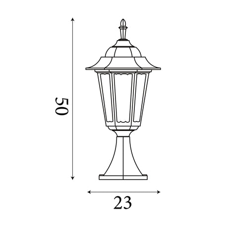 Searchlight Electric Alex 55cm Outdoor Post  -  Silk Black Metal & Glass , IP44 82503BK