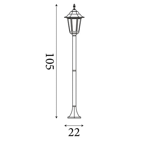Searchlight Electric Alex  Outdoor Post - Black Metal & Glass 82504BK