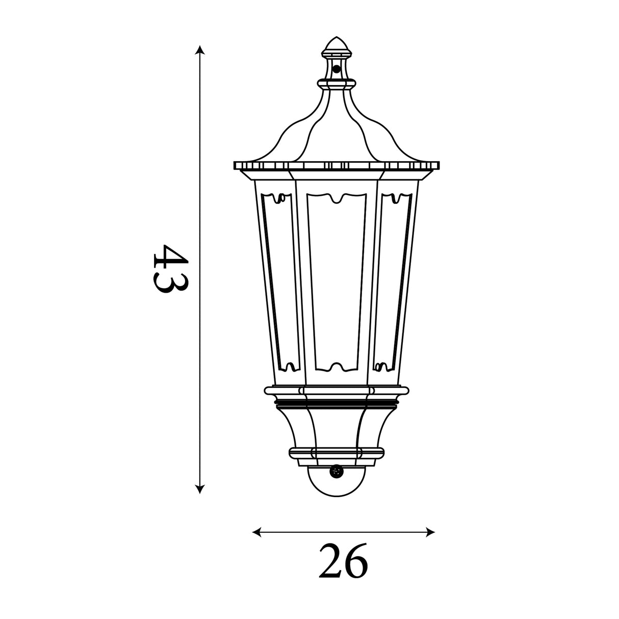 Searchlight Electric Alex  Outdoor Wall Light - Black Metal & Glass 82505BK
