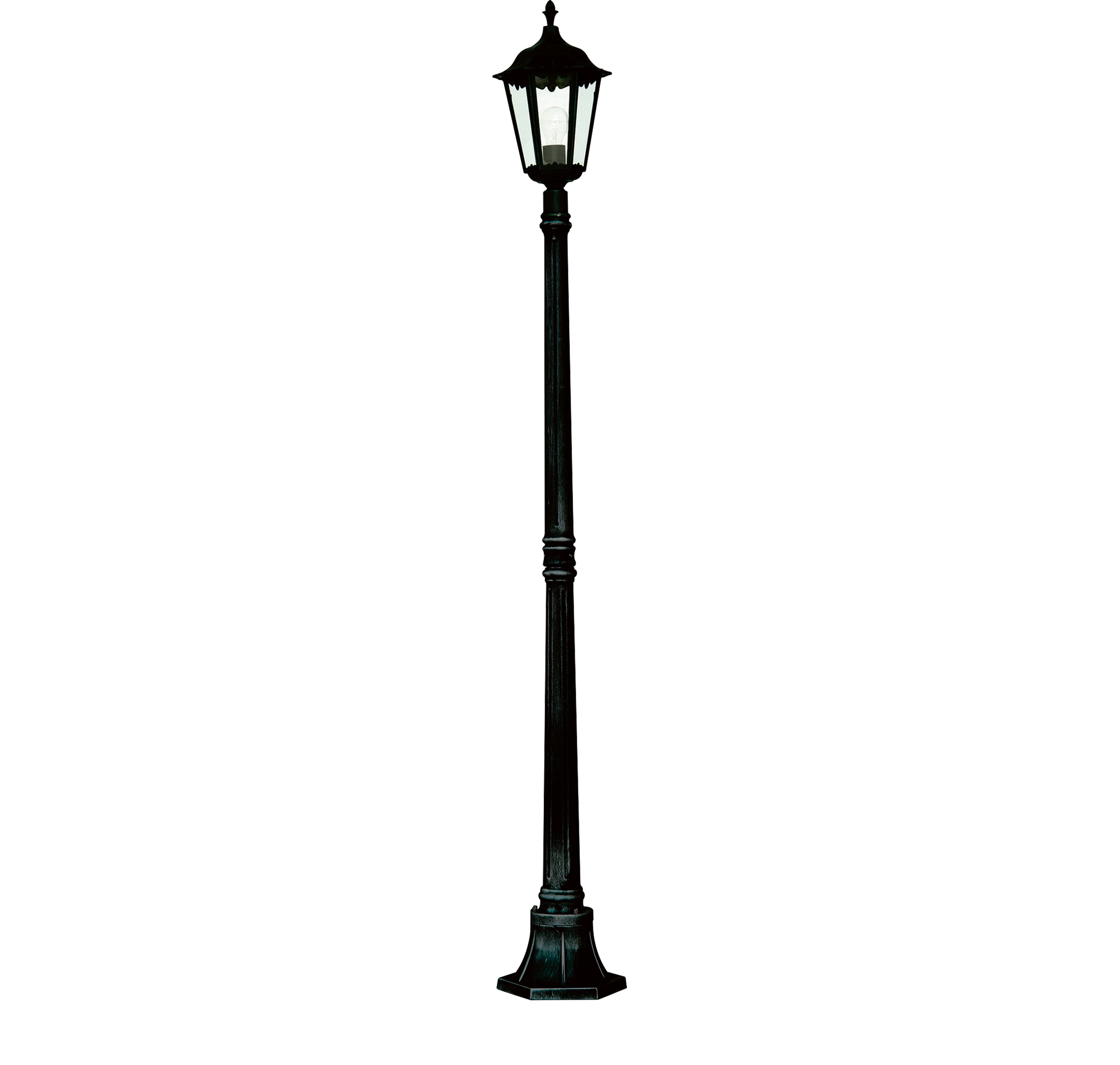 Alex 183cm Outdoor Post  - Silk Black Metal & Glass, IP44