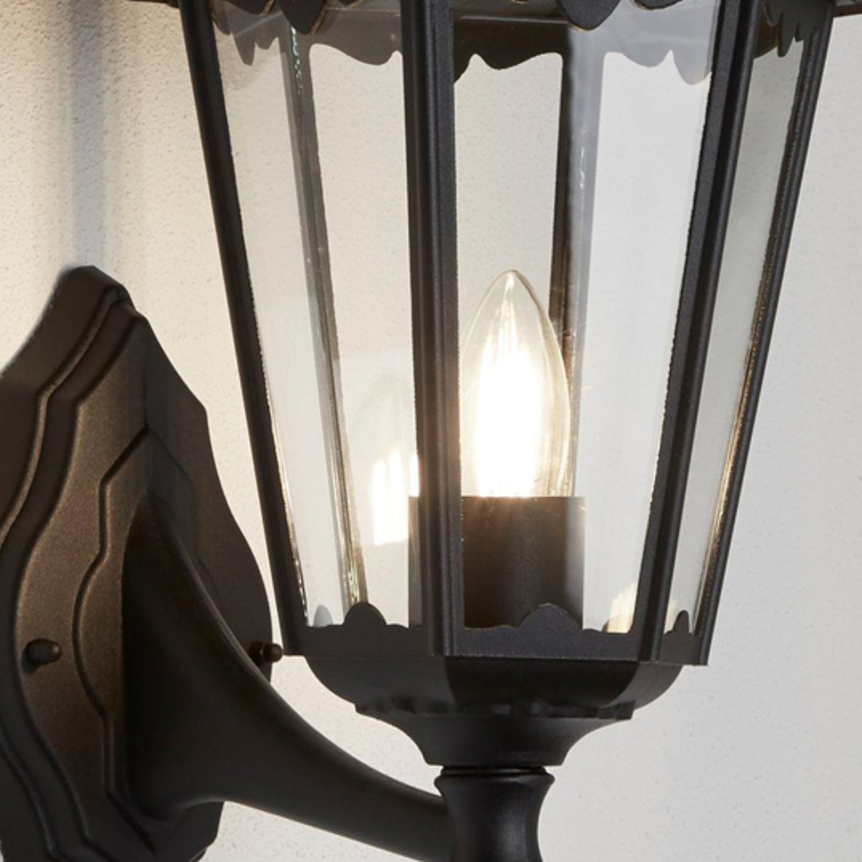Searchlight Electric Alex  Outdoor Wall Light - Black Metal & Glass 82530BK
