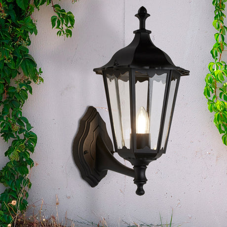 Searchlight Electric Alex  Outdoor Wall Light - Black Metal & Glass 82530BK