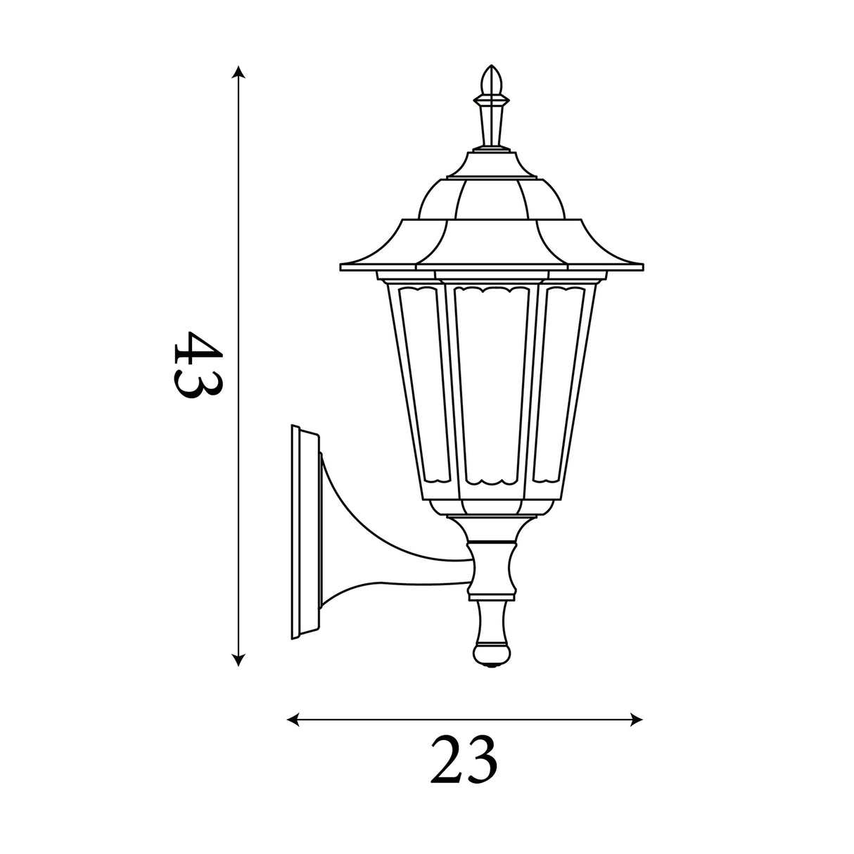 Searchlight Electric Alex  Outdoor Wall Light - Black Metal & Glass 82530BK