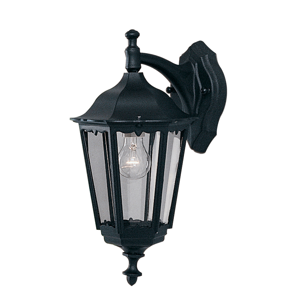 Alex  Outdoor Wall Light - Black Metal & Glass
